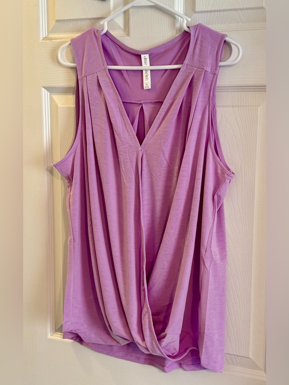 Sleeveless Faux Wrap V-Neck Tank in Light Purple